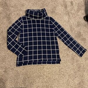 J. Crew Navy and White Grid Pattern Sweater